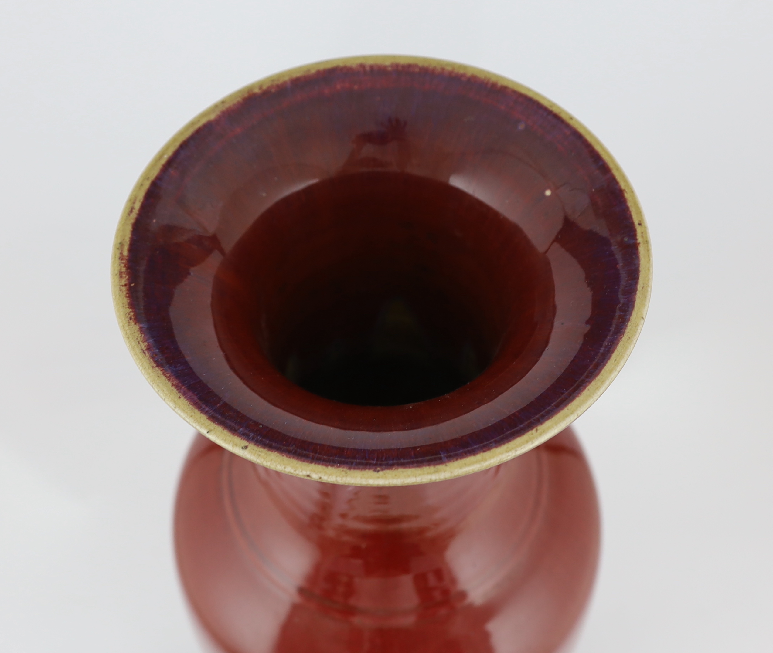 A large Chinese sang de boeuf glazed vase, early 20th century, small chip losses around the edge of the foot